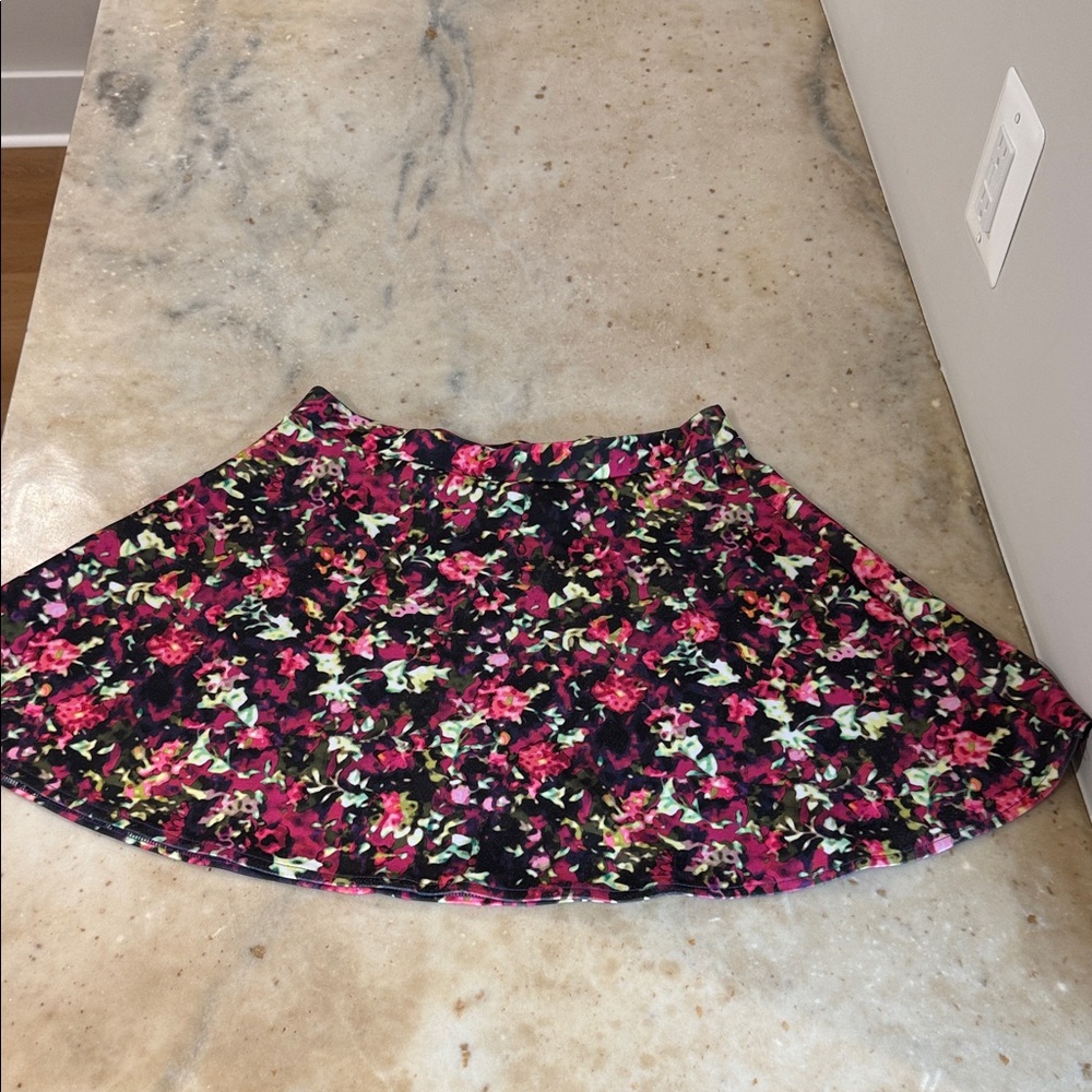 Aeropostale Vibrant Floral Skater Skirt - Pink and Green